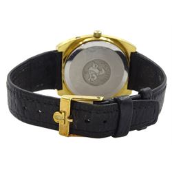 Omega Seamaster gentleman's gold-plated quartz wristwatch, Cal. 1345, on black leather strap with original buckle