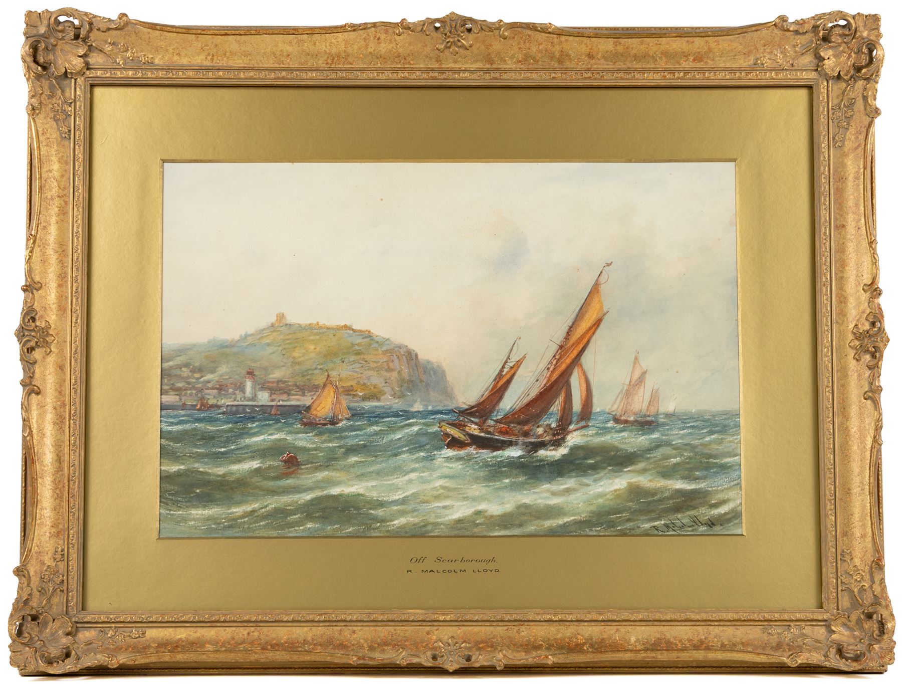 Robert Malcolm Lloyd (British 1859-1907): A Breezy Day off Scarborough, watercolour signed 35cm x 53cm 