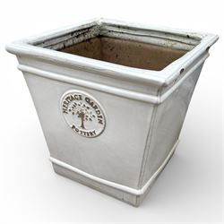 Pair grey glazed ‘Heritage Pottery’ square tapering planters