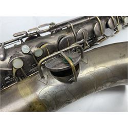Early 20th century Elkhart Pan American C-Melody saxophone, Patd. Sept.14 1915, no.1153489, serial no.P27678; in fitted hard carrying case with crook