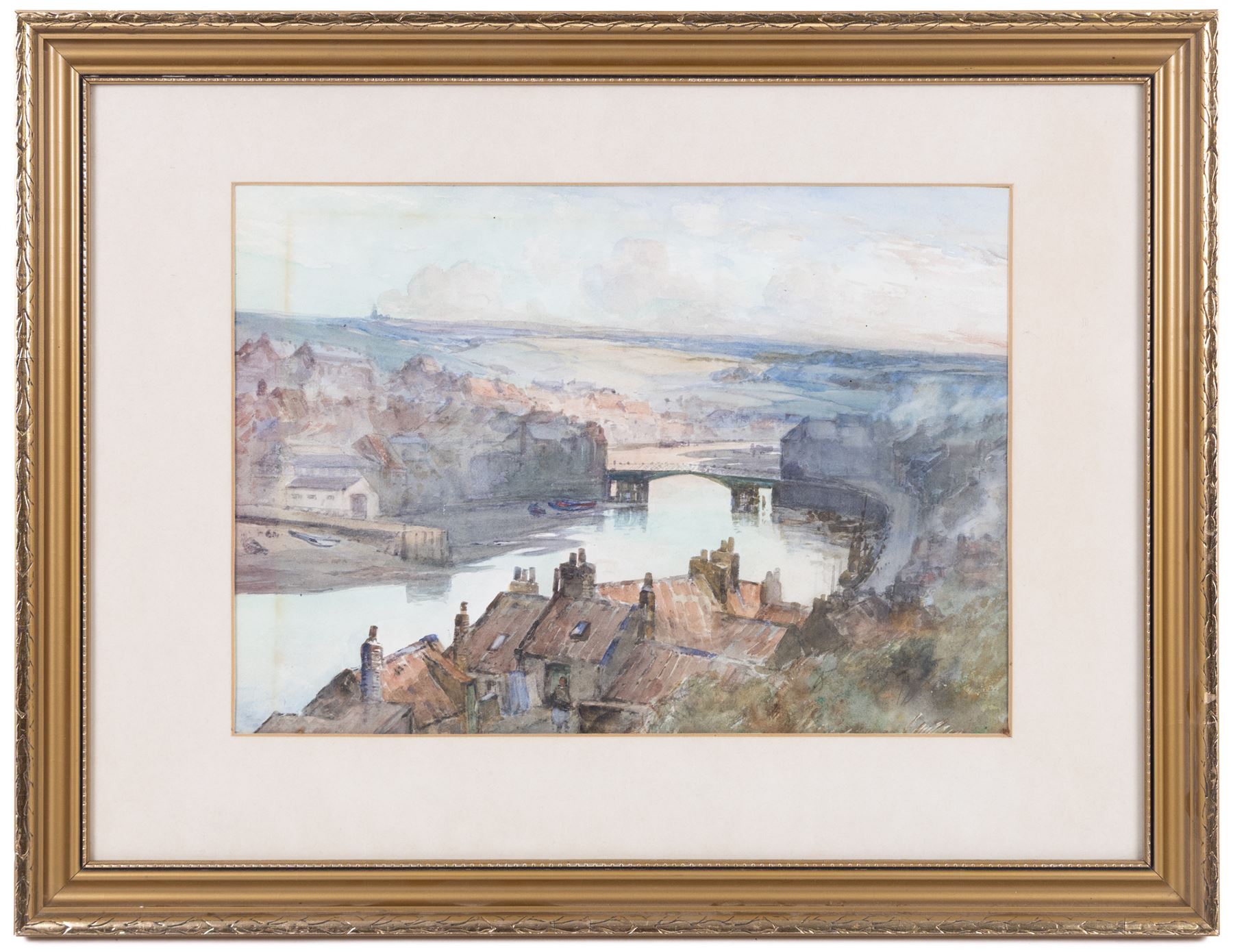 Thomas Swift Hutton (British 1860-1935): 'Whitby Town from Spion Kop' and Castle View, two watercolours one signed, the other titled and attributed verso 26cm x 36cm (2)