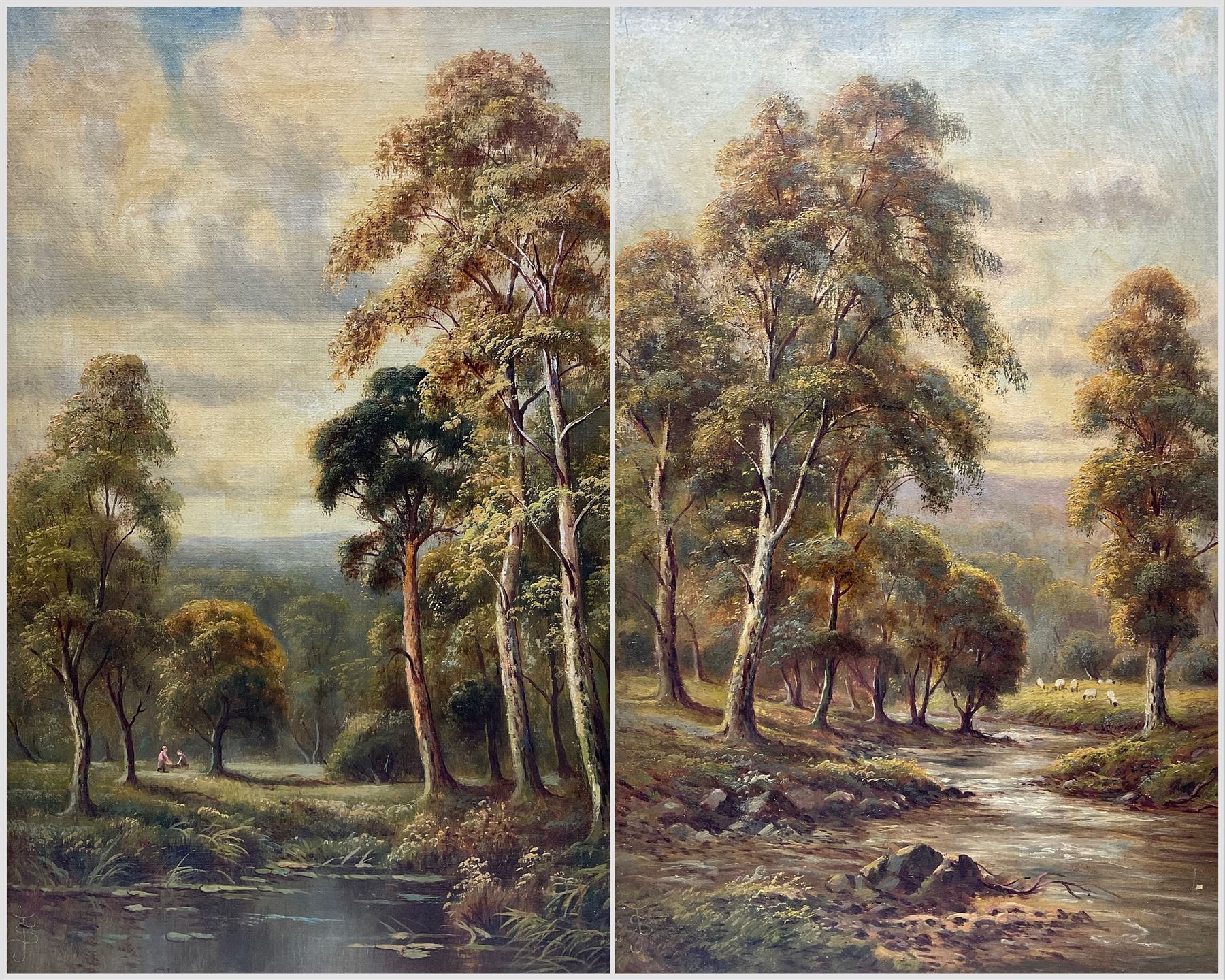 Sidney Yates Johnson (British fl.1890-1926): 'Lynmouth - Devon' Landscapes, pair oils on canvas signed with monogram, titled verso 45cm x 26cm (2)