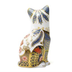 Royal Crown Derby 'Fireside Cat', exclusive to Peter Jones of Wakefield, limited edition 282/950, with gold stopper and certificate, boxed, H13cm 