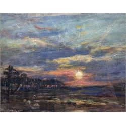 Rowland Henry Hill (Staithes Group 1873-1952): Sunset, watercolour signed and dated 1930, 24.5cm x 30.5cm 
Provenance: private collection, purchased David Duggleby Ltd Whitby 14th September 2004 Lot 110; with Phillips & Sons of Cookham 1985