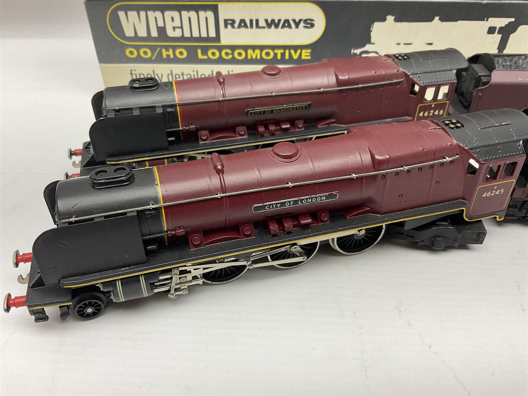 Wrenn '00' gauge - Princess Coronation (Duchess) Class 4-6-2 locomotive 'City of London' No.46245; boxed with tender and manual; and another similar bearing the nameplate 'City of Manchester' No.46246; in City of Birmingham box; both in BR Maroon (2)