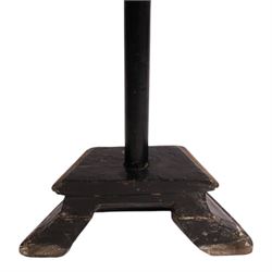 19th century black lacquered crucifix, with gilt detail upon a stepped base, H88cm   