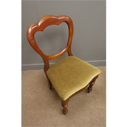  Victorian harlequin set ten mahogany shaped balloon back dining chairs, upholstered drop on seats  