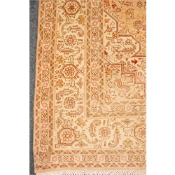  Fine Tabriz (300npsi) beige ground rug, central medallion with repeating border,  205cm x 152cm  