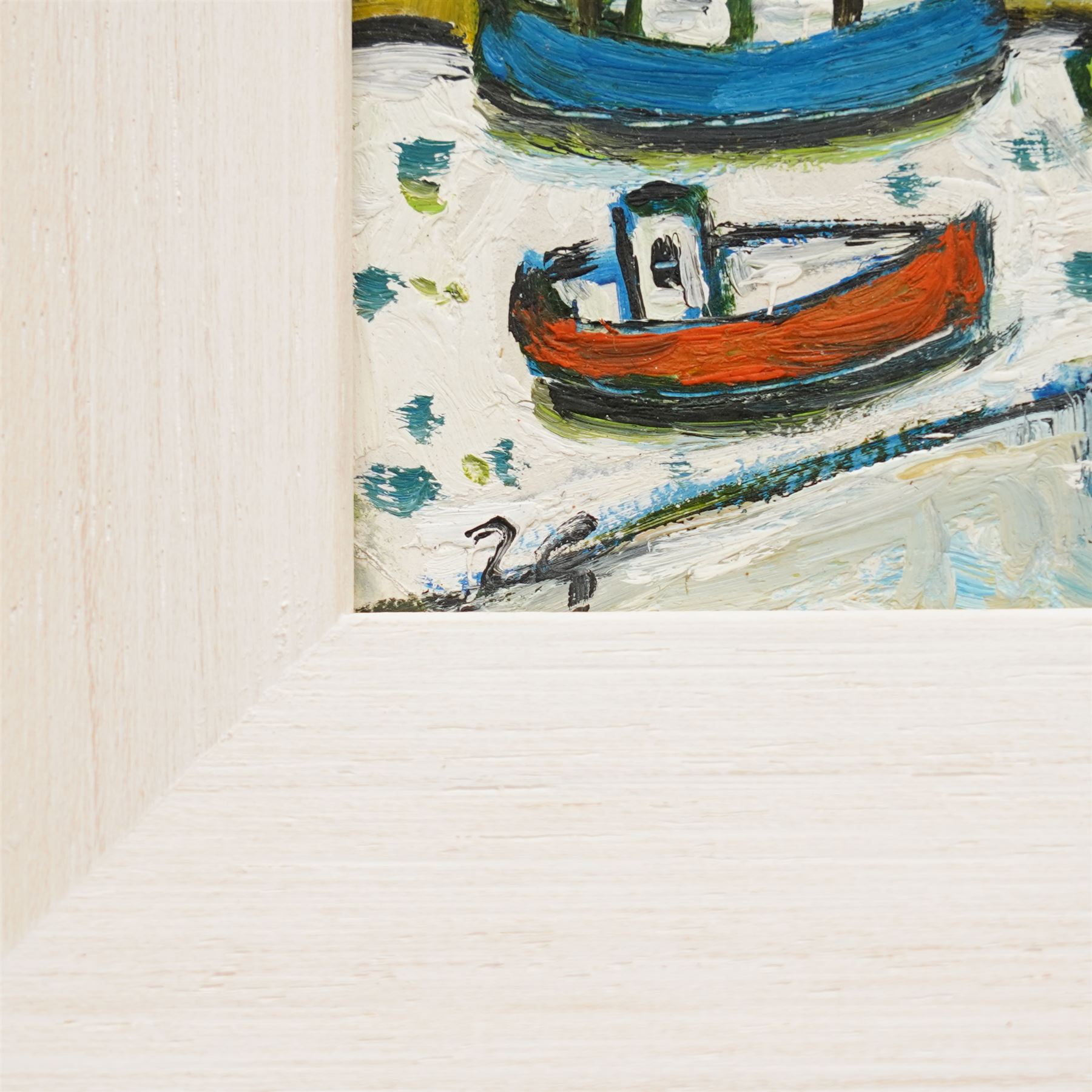 Joan Gillchrest (Cornish 1918-2008): 'St Ives - Walking the Dog', oil on board signed with initials, titled on label verso 17cm x 12cm
Provenance: Peter Hedley Gallery labels verso