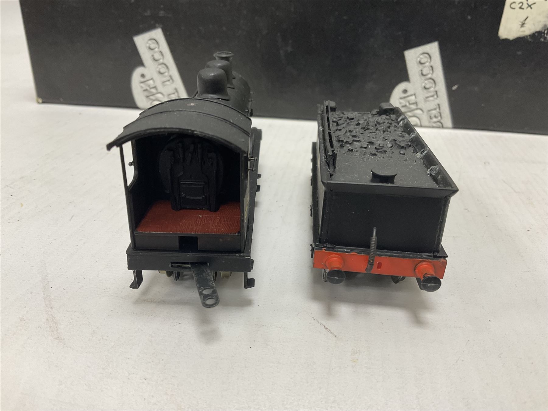 ‘00’ gauge - two kit built steam locomotive and tenders comprising Class 0395 Jumbos 0-6-0 no.30566 finished in BR black; Class C2X Large Vulcans 0-6-0 no.32434 finished in BR black; both with DJH Models boxes (2) 