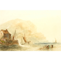  Joseph Newington Carter (British 1835-1871): Staithes, watercolour signed 16cm x 23cm Provenance: part of a large North Yorkshire single owner life time collection of J N Carter oils watercolours and sketches   