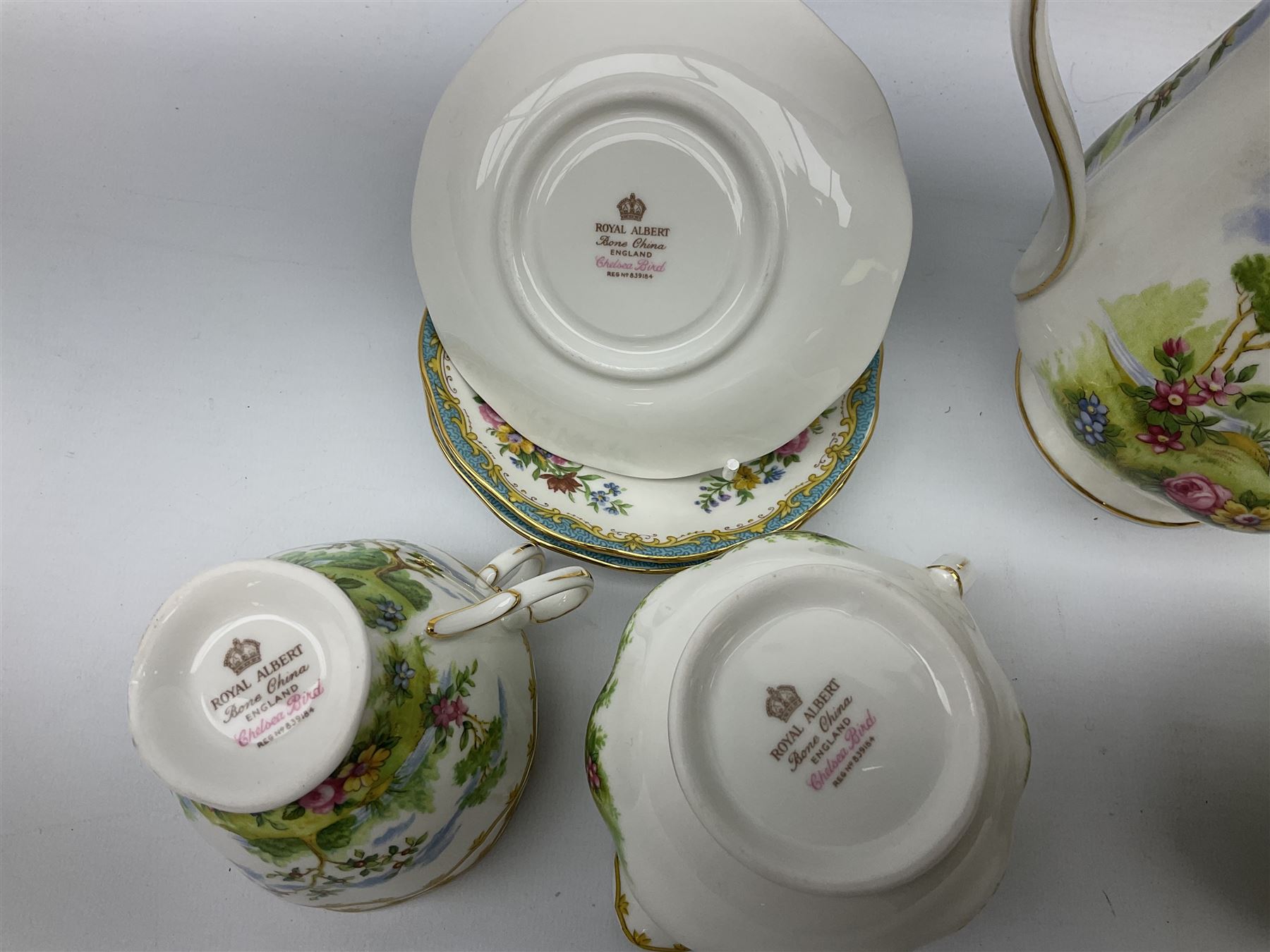 Royal Albert 'Chelsea Bird' pattern coffee set for six 
