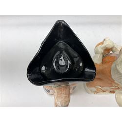 19th century and later Toby jugs comprising Staffordshire Punch and Judy jugs, Victorian 'I am on the black list' jug, two jugs in the form of Toby with a jug of beer (5)