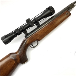 German Feinwerkbau Sport 124 .177 air rifle with break barrel action, chequered pistol grip and Excelvan 3-9x scope