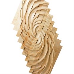 Chris Redfearn of Halifax - carved sycamore and laburnum wood sculpture, of staggered contemporary form, signed to base, H114cm