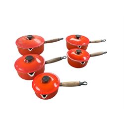 Set of five Le Creuset sauce pans 