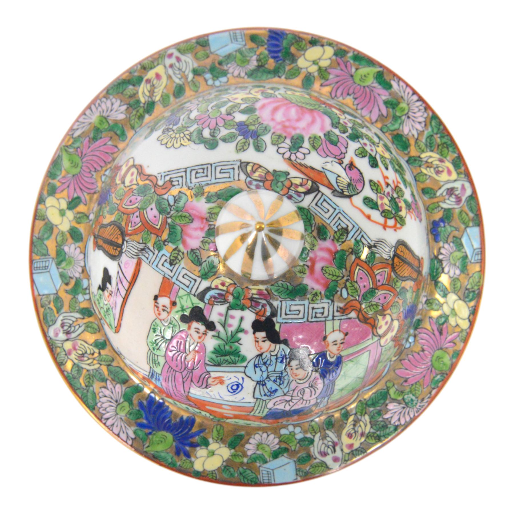 Chinese Canton famille rose vase and cover, of baluster form decorated with figural and floral scenes, within a gilt border, H50cm 