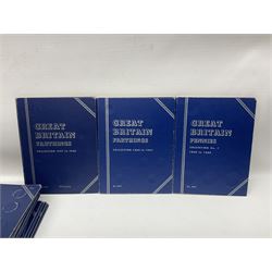 Nine filled and part filled Whitman folders to include filled Great Britain Threepence Silver collection 1902 to 1945 and Pennies collection 1881 to 1901, including George VI 1950 and 1951 penny coins etc