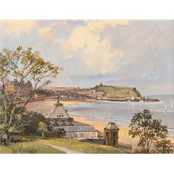 Don Micklethwaite (British 1936-): South Bay from Scarborough Spa, oil on board signed 29cm x 37cm