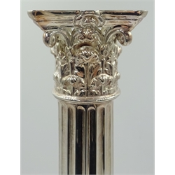  Pair of Victorian silver Corinthian column candlesticks by Martin Hall & Co, London 1893 H33.5cm  
