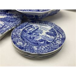 Copeland Spode Italian pattern dinner wares, including two tureens and covers, four serving dishes, six dinner plates, four side plates etc, all with blue printed marks beneath