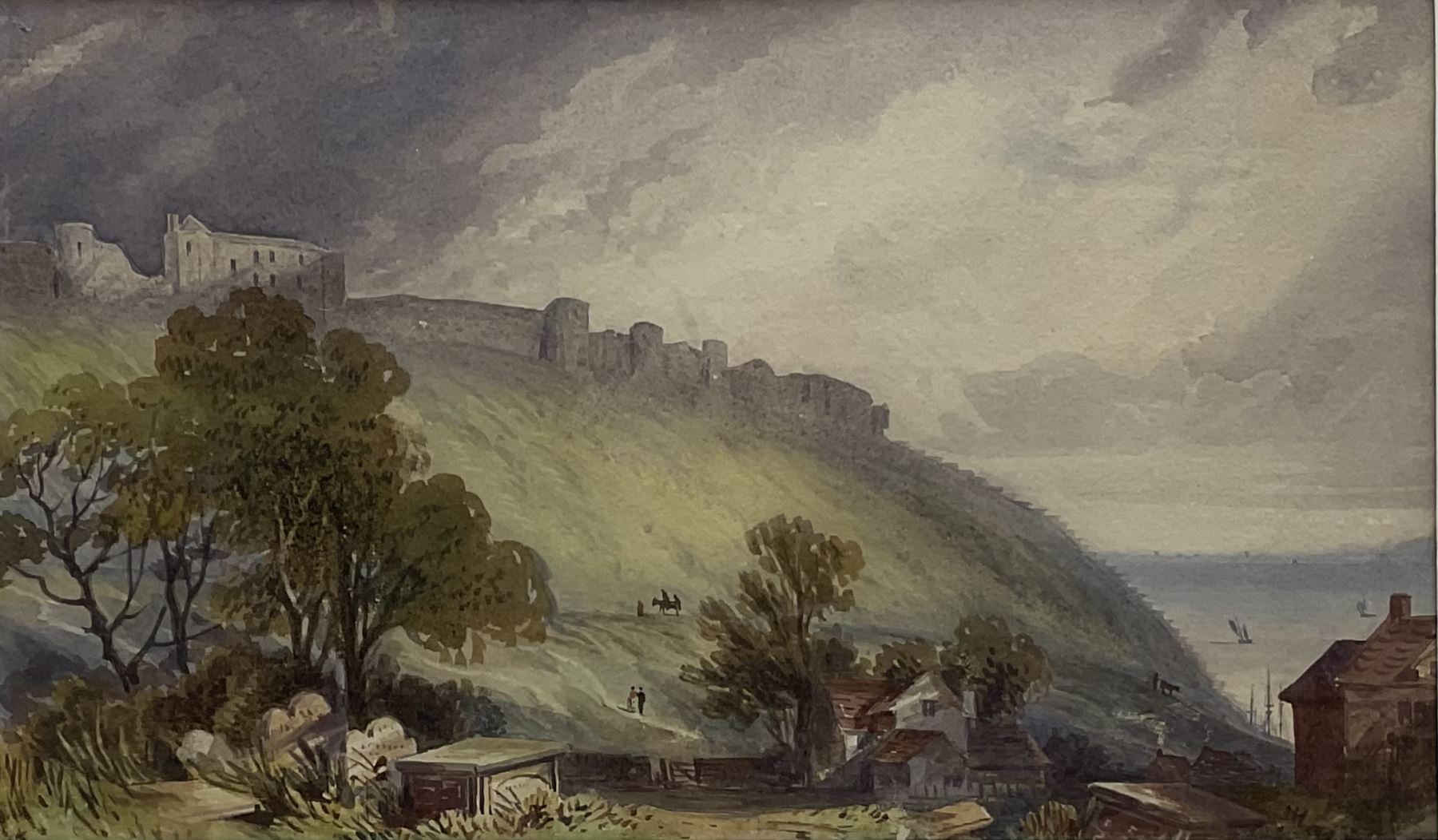William Roxby Beverley (British 1811-1889): Scarborough Castle from St Mary's Church, watercolour unsigned 17cm x 29cm