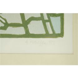 Anthony Ratcliffe (British 1954-): 'Bempton' East Riding, woodblock print in colours signed titled dated '89 and numbered 7/10 in pencil 74cm x 61cm