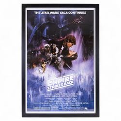 Autographed Star Wars Empire Strikes Back movie poster, signed by Dave Prowse (Darth Vader), with certificate of authenticity from Danbury Mint, framed, frame H97cm