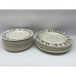 Emma Bridgewater part dinner service in Black Toast pattern, including six dinner plates, eight pasta plates in two sizes, ten side plates etc (31)
