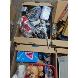 Large collection of Sci-Fi collectors plates, including Doctor Who, Star Trek and Buffy examples, together with Disney MGM trophy, diecast trains and other collectables, in six boxes