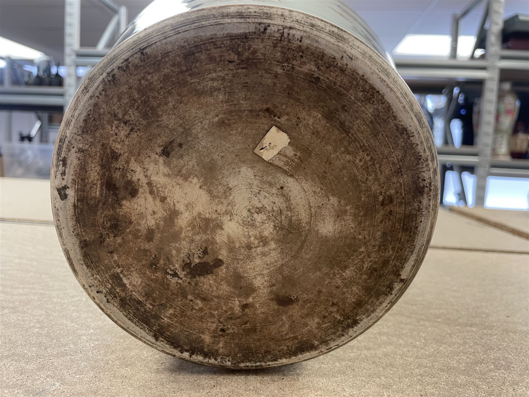 17th century Transitional period Chinese Wucai vase and cover, of baluster form, the body painted with ladies upon a terrace, and figures upon horseback and attendants within a fenced garden, the domed cover with knop finial painted with boys at play, H37cm
