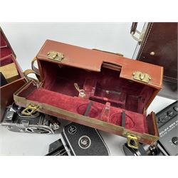 Bolex Paillard B8 cine-camera, Bolex Paillard P1 Zoom Reflex cine-camera and a Bolex 563 XL sound macro-zoom camcorder, all housed in carry cases, all untested