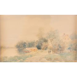 Willem Cornelis Bauer (Dutch 1862-1904): Path by a Lakeside, watercolour signed 12.5cm x 20cm