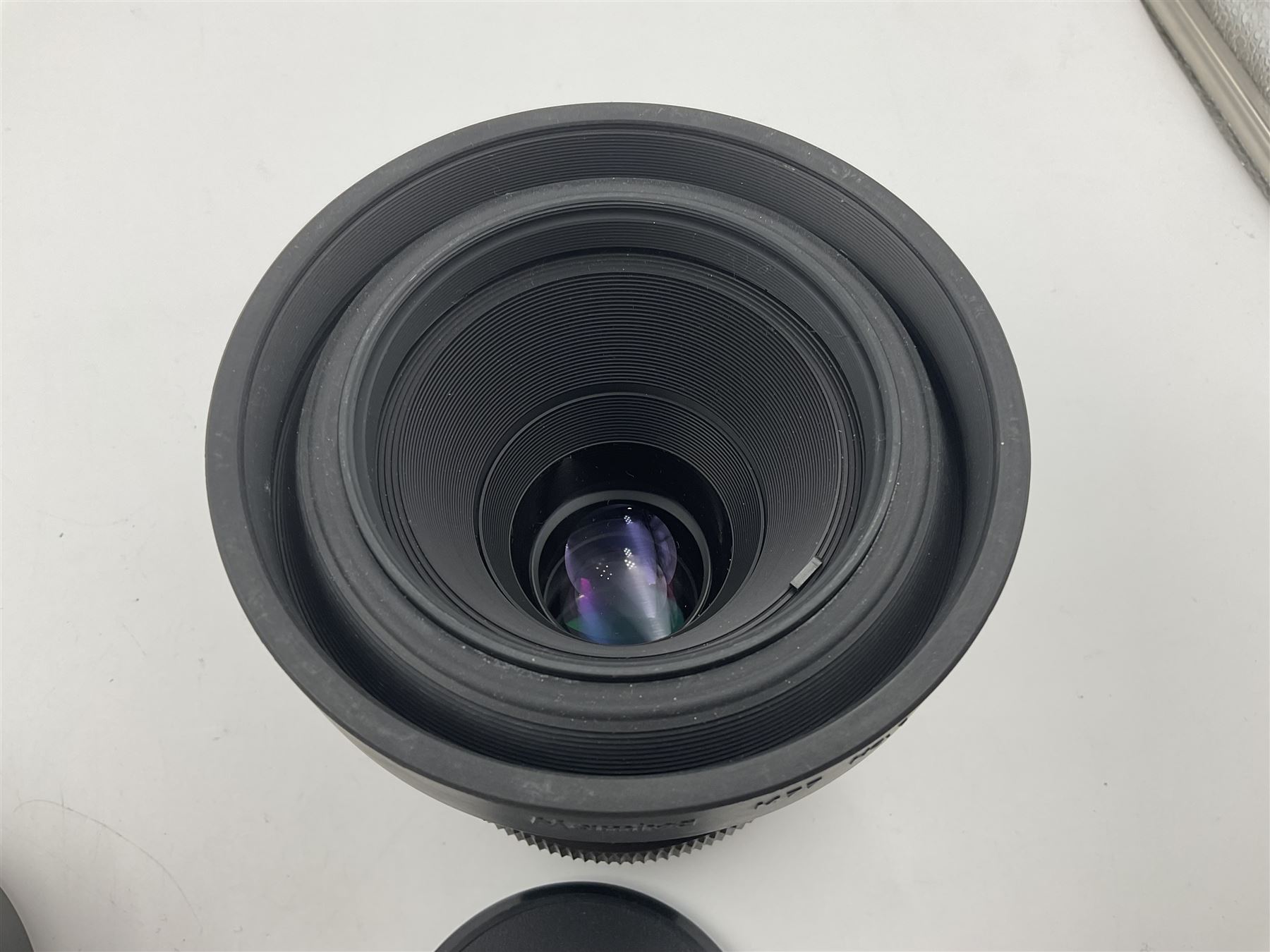 Seiko 'Mamiya Macro M 1:4.5 f=140mm M/L-A' lens serial no 003593 and Seiko 'Mamiya-Sekor Z f=110mm 1:2.8W' lens, serial no 56560