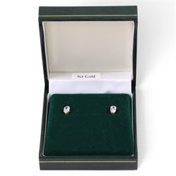 Pair of 9ct gold cubic zirconia stud earrings, boxed