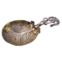 Unusual Victorian silver caddy spoon, th