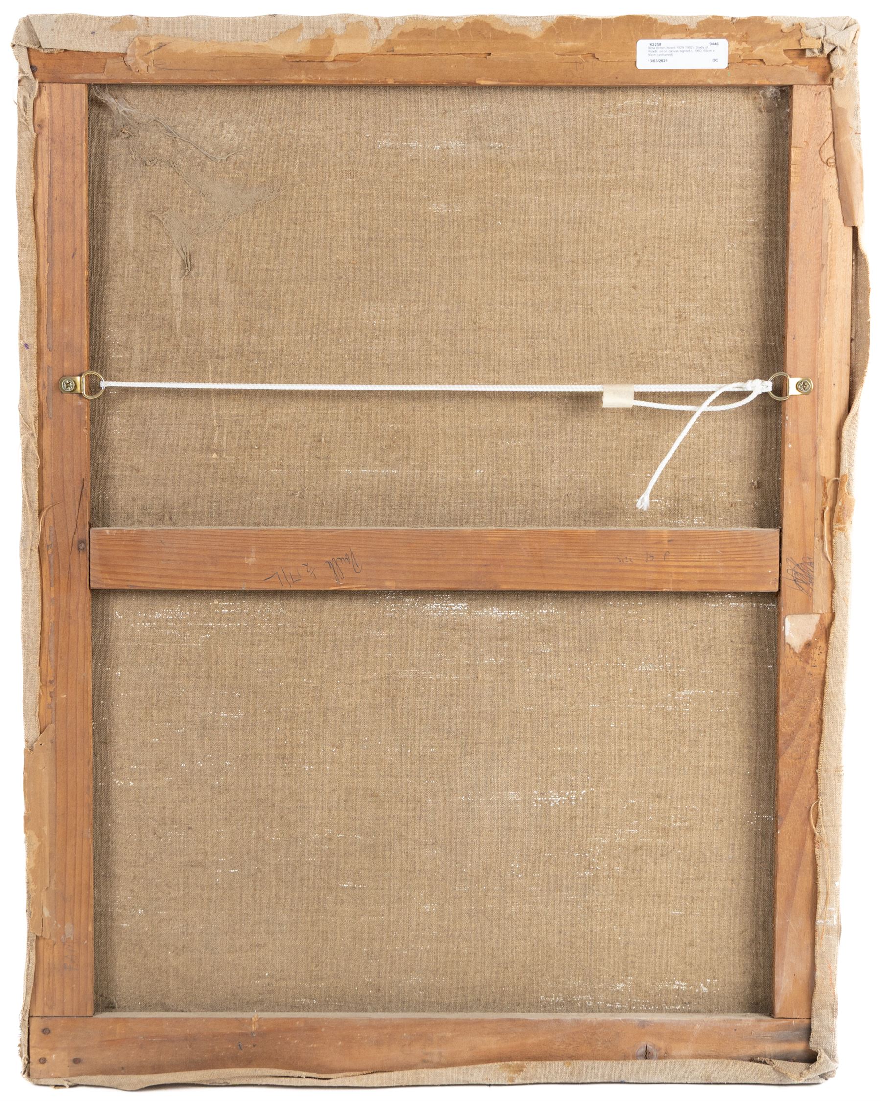 Bella Brisel (Israeli 1929-1982): Study of Heads, oil on canvas signed c. 1960, 65cm x 50cm (unframed)