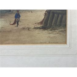 John Francis Branegan (British 1843-1909): 'Grimsby’ and ‘Midday Coast off Sussex’ pair watercolours signed and titled 22cm x 47cm (2)