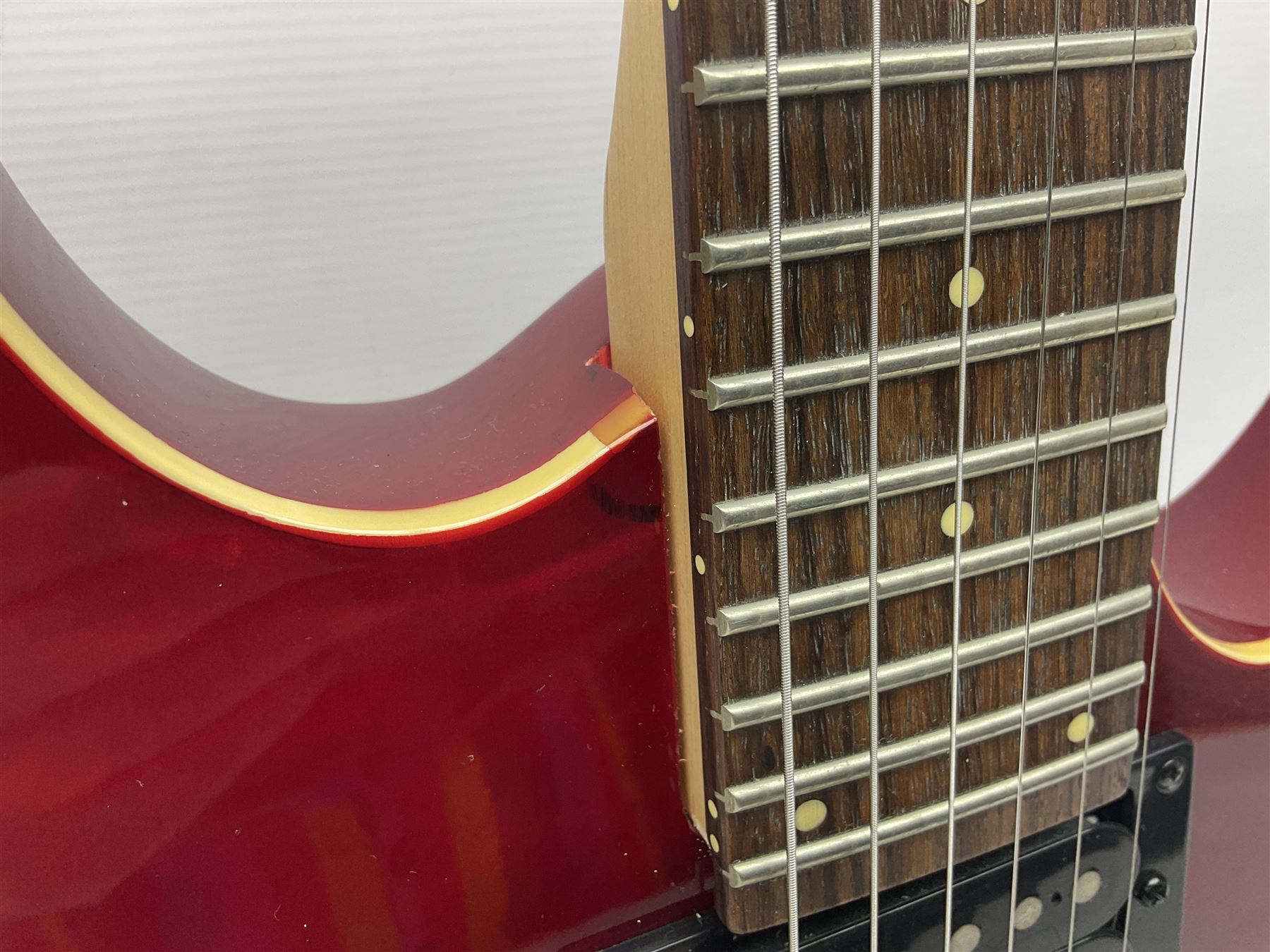 Maverick HSH rock guitar with Floyd Rose tremolo, L100cm overall; in soft carrying case.