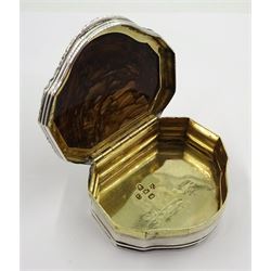 George III silver and agate snuff box, the base, engraved floral border and engine turned base with engraved monogram by Joseph Willmore, Birmingham 1797