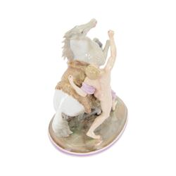 20th century Continental Marly horse, with blue triangle mark beneath, H26cm