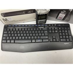Edirol by Roland boxed 24 bit 96kHz wave MP3 recorder, boxed Rode microphone and Logitech keyboard and mouse etc