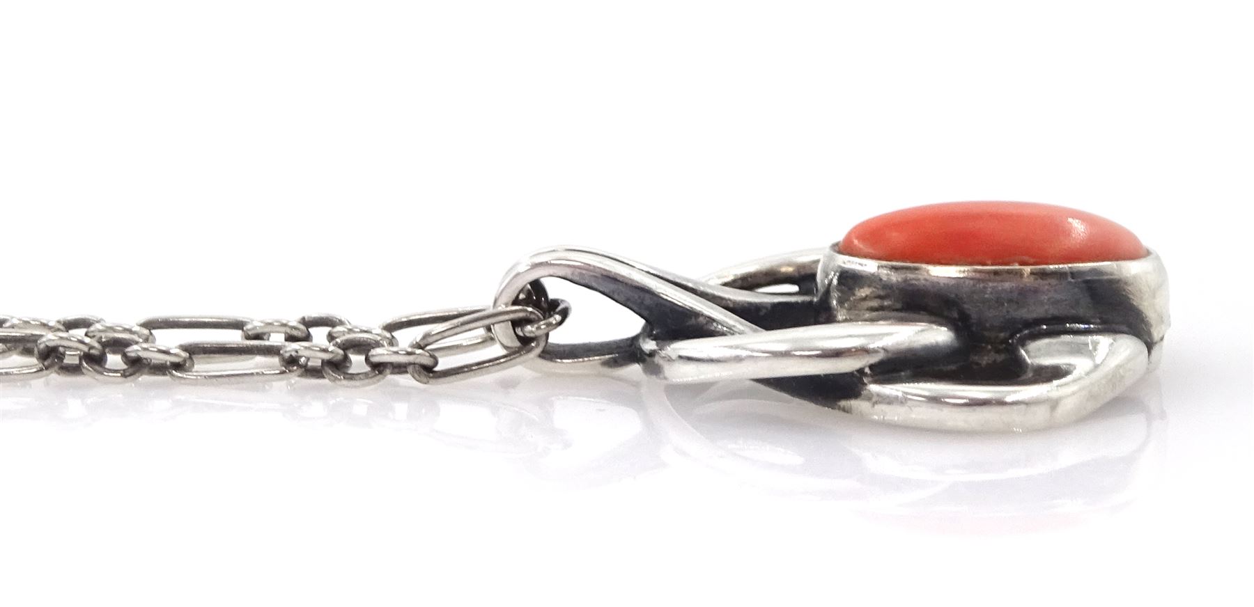 Georg Jensen 2006 Heritage Collection silver coral pendant necklace, stamped, boxed 