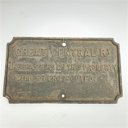  Great Central Railway cast iron sign 'Trespassers on this Property will be Prosecuted' 52 x 30cm  