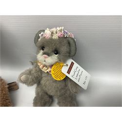 Three limited edition Charlie Bears, comprising Clockwork 168/1200, Pearl Grey 172/600, and Garter 195/600, each designed by Isabelle Lee, from the Minimo Collection, all with tags 