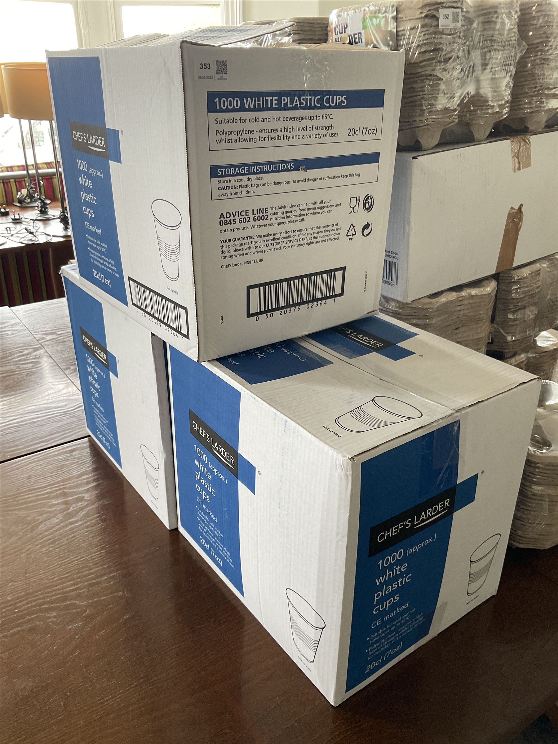 Large quantity of white plastic and polystyrene cups, hot and cold,  with paper cup holders- LOT SUBJECT TO VAT ON THE HAMMER PRICE - To be collected by appointment from The Ambassador Hotel, 36-38 Esplanade, Scarborough YO11 2AY. ALL GOODS MUST BE REMOVED BY WEDNESDAY 15TH JUNE.