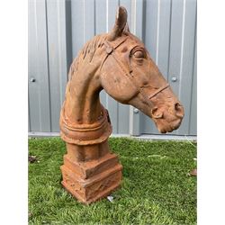 Cast iron weathered horse head garden figure - THIS LOT IS TO BE COLLECTED BY APPOINTMENT FROM DUGGLEBY STORAGE, GREAT HILL, EASTFIELD, SCARBOROUGH, YO11 3TX