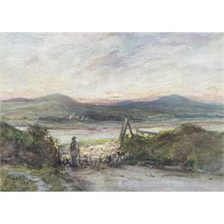 Jessie Frier (British 1863-1912): Changing Pastures, watercolour signed 26cm x 37cm 