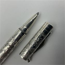 Silver Yard-o-Led Viceroy ballpoint pen, the foliate engraved barrel and cap hallmarked Birmingham 2004 and stamped 925, L11cm