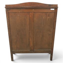 20th century oak chest, shaped gallery top over four graduating drawers, with metal drop handles, raised on stile feet 